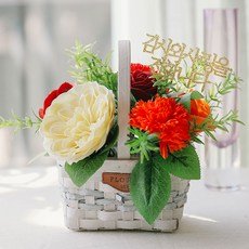 ASPASIA 香皂花 Emma N 康乃馨花籃 + 獎狀卡片 + 訊息插牌, 紅色, 1個