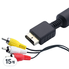 컴스 게임기 AV 케이블 PS II 1.7m 3RCA, ND491, 15개