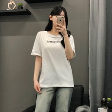 피어니스트 여성용 라운드 반팔 로고 티셔츠