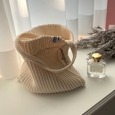 뜨개사계절 플리츠 파우치백 뜨개질 DIY 패키지, 1세트, 베이지