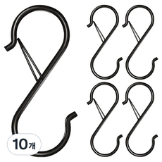 THELIVING 鎖扣式多用途S形掛鉤, 黑色, 10個