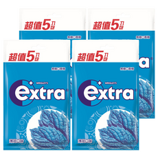 Extra 益齒達 潔淨無糖口香糖 Set 清新薄荷口味 獨特藍色微粒配方, 140g, 4袋