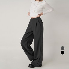 Cotton Closet 女款長版/短版刷毛打褶隱藏式鬆緊帶寬版直筒西裝褲