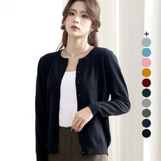 TURNKEY 女款大尺碼彈性圓領針織開襟衫 AE-087