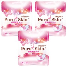 好自在 Whisper 純肌+ 超薄護墊 無香 14cm 透氣型 36片, 3包
