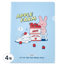 BUTTERSHOP Modern House Apple Farm 牛奶貓 Scrabbit A4 L型文件夾, 4個, 藍色