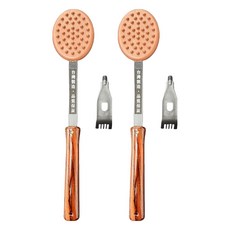 粉彩小兔 雙面彈力拍痧棒(附抓把) 2入 拍痧按摩一棒搞定 輕鬆享受居家保健 舒緩疲勞, 淺棕色 + 木色 + 銀色