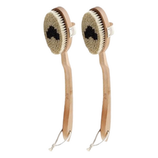 KEYTOSS 詰朵斯 山毛櫸X馬毛 可拆式兩用彎柄沐浴刷, 無毒/無染/無臭, 人體工學設計, 馬毛柔軟溫和, 顏色隨機, 1入, 2支