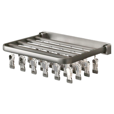 束正 壁掛太空鋁折疊晾襪架, 24夾大容量晾曬, 90°可折疊, 強力承重, 槍灰色, 1個