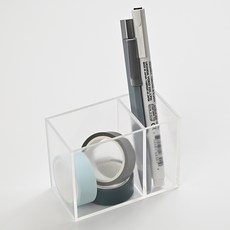 리빙필로 데스크탑 펜 홀더 다기능 문구류 보관함, 투명, 1개