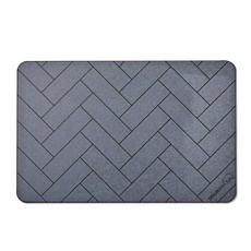 DAELIM BATH 硅藻土雙面腳踏墊+矽膠防滑墊+磨砂紙, 人字紋 深灰色