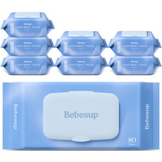 Bebesup 廁所專用可沖濕式衛生紙, 80張, 55g, 8包