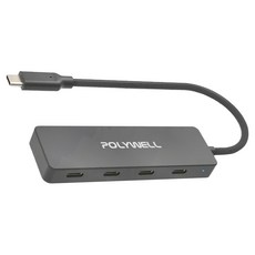 POLYWELL 寶利威爾 USB-C 3.2 Gen2 4合一高速集線器 PW15-T02-A043, 黑色, 1個