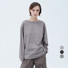 OUTDOOR PRODUCTS 女款透氣條紋船型領長袖棉質T恤