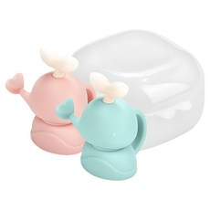퍼기 유아 이유식 파우치토퍼 고래캡 2종 세트, 1세트, 고래캡 핑크 + 민트 + 케이스
