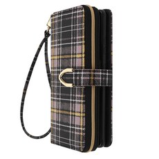 MOLAN CANO 蘇格蘭格紋腕帶手帳式手機殼