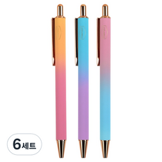 핑크풋 레인보우 볼펜 0.7mm 3종 세트, 혼합색상, 6세트