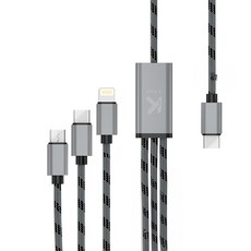 KTnet 廣鐸充電線 G40 Type-C 1對3 3A/15W快充, 1.2m, 灰色, 1條