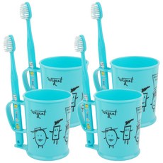 加寬兒童初中刷牙杯套組天空6-8歲, 4組