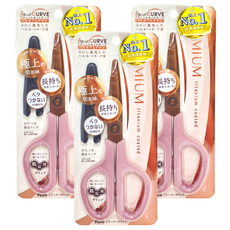 FitcutCurve 30度弧線剪刀，刃長6.5cm，鈦金屬塗層，3D凹面設計, 粉色, 3支