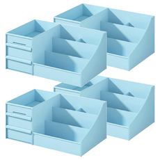 小麥購物 化妝品收納盒 C210 25 x 15.5 x 11.5cm 279g, 藍色, 4個