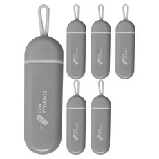 MakeMine 攜帶式日常藥盒收納盒 迷你3格防潮密封藥盒 全灰色, 6個, 全灰