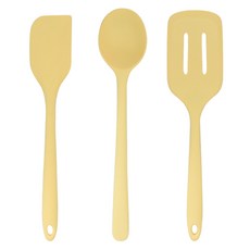 LILIVE 矽膠烹飪工具3件組 S, 奶油黃, 1套, 刮刀 + 料理勺 + 鍋鏟