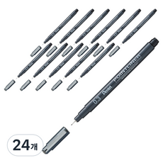 펜텔 포인트라이너 수성 드로잉펜 0.3mm S20P-3A, 블랙, 24개