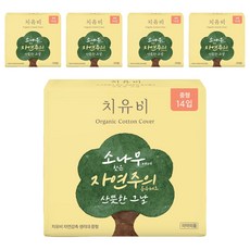 치유비 자연감촉 생리대 날개형, 중형, 14개입, 5개