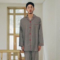 PALAN 情侶款圓點格紋長袖睡衣褲組