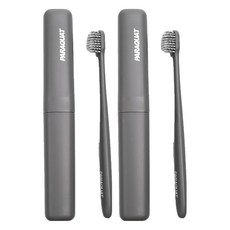 軟毛牙刷 + 收納盒旅行組 灰色, 2組