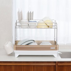 Stenfactory 瑪莉格 碗盤瀝水架, 2層, 白金色, 1個