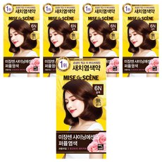 미쟝센 올 뉴 샤이닝 에센스 염모제, 6N 갈색, 5개