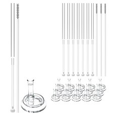 soonsooa 吸管蓋 8入+吸管 4入+重力球吸管 4入+吸管清潔刷 2入組, 透明, 2組