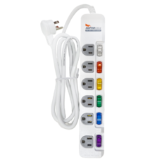 SUPERCELL 超電王 6開6插延長線, 1.8m, 白色, 1條