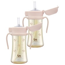 토비앤몰리 유아용 PPSU 원터치락 빨대컵, 280ml, 2개, 핑크