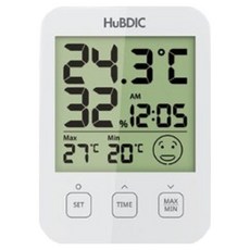휴비딕 디지털 온습도계 HT-7 시계 아이콘 표시, 1개, 3)그레이