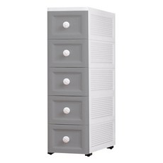 抽屜夾縫儲物收納櫃 密封款 5層, 灰色