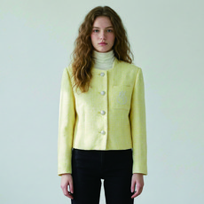 OLIVE DES OLIVE 女款撞色袖無領夾克