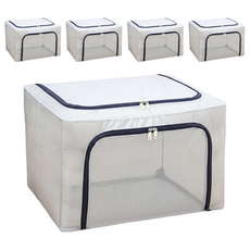 樂邦 雙開口PVC鋼架衣服收納箱 66L, 深藍色, 5個