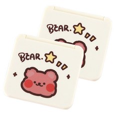 모리의집 미니 화장거울 손거울, 부끄럼 곰, 2개