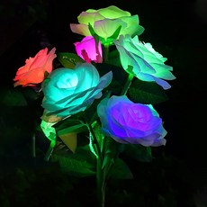 VISANG 玫瑰花造型太陽能LED庭園燈 RGB照明 6朵 1入, 白色