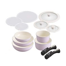 IRIS OHYAMA 愛麗思歐雅瑪 馬卡龍陶瓷塗層IH不沾鍋具13件組 CC-SE13N, 粉紅色, 1組