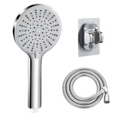 大面積細密水柱蓮蓬頭+金屬軟管2m+蓮蓬頭支架組, 銀色, 1組