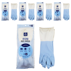 Taehwa 棉質塗層雙色橡膠手套, 藍色, 中(M), 5套