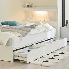 웰퍼니쳐 아르보 LED 수납 침대 프레임 단품 방문설치, 화이트