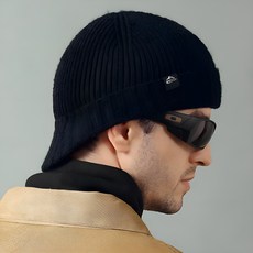 DTree 後扣帽風格針織毛帽, 黑色