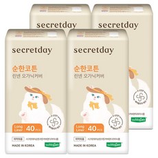 시크릿데이 유기농 순한코튼 린넨 오가닉커버 팬티라이너, 4개, 40개입, 롱