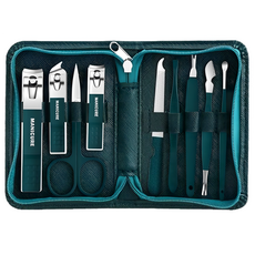 Salimssok 便攜式9件組腳指甲剪指甲剪套組, 1套, 綠色