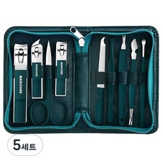 Salimssok 便攜式9件組腳指甲剪指甲剪套組, 5套, 綠色